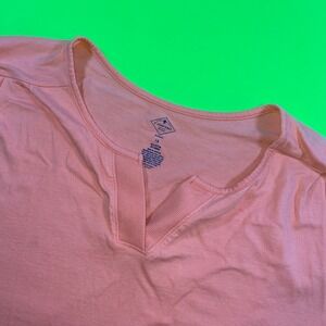 St Johns Bay‎ Woman Plus Size 1X Coral Split Neck Short Sleeve Top